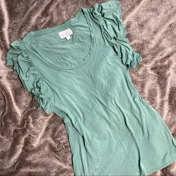 Anthro Deletta Ruffle Sleeve Top - Picture 1 of 7